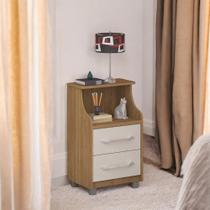 Mesa de Cabeceira com 02 Gavetas Topázio Freijó e Off White Mesa de Cabeceira com 02 Gavetas Topázio Freijó e Off White