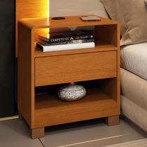 Mesa de Cabeceira com 1 Gaveta 2 Nichos e Entrada USB 46cm Multimóveis CR35471