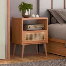 Mesa de Cabeceira Com 1 Gaveta Com Detalhe em Palha MDF 50cm