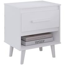 Mesa de Cabeceira com 1 Gaveta e Nicho Lima Branco Mesa de Cabeceira com 1 Gaveta e Nicho Lima Branco