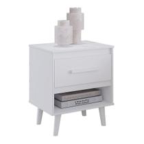 Mesa De Cabeceira Com 1 Gaveta E Nicho Lima Branco Mesa De Cabeceira Com 1 Gaveta E Nicho Lima Branco