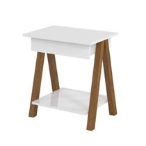 Mesa de Cabeceira com 1 Gaveta Gardenia Amadeirado Branco Mesa de Cabeceira com 1 Gaveta Gardenia Amadeirado Branco