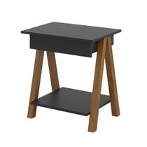 Mesa de Cabeceira com 1 Gaveta Gardenia Amadeirado Preto