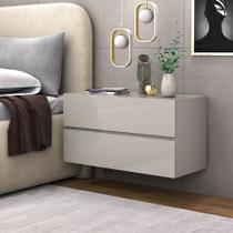 mesa de cabeceira com 2 gaveta suspensa de parede eros 60cm para quarto cama de casal box colchao alto