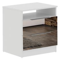 mesa de cabeceira com 2 Gavetas com Espelho Branco Madesa 3227