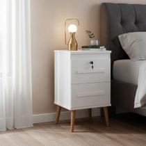Mesa de cabeceira com 2 gavetas e chave barato branco - full Mesa de cabeceira com 2 gavetas e chave barato branco - full