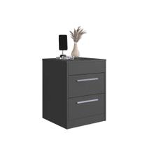 Mesa de Cabeceira com 2 Gavetas e Compartimento Oculto 40cm LK050 Grafite - Art In Móveis Mesa de Cabeceira com 2 Gavetas e Compartimento Oculto 40cm LK050 Grafite - Art In Móveis