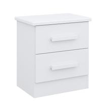 Mesa de Cabeceira com 2 Gavetas - New Athos-Branco - Móveis D'Doro