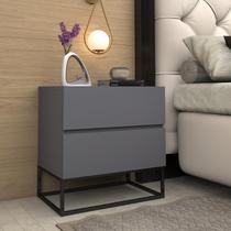 mesa de cabeceira com 2 gavetas para cama casal queen puxadores moderno em cava eros 45cm estilo industrial mesa de cabeceira com 2 gavetas para cama casal queen puxadores moderno em cava eros 45cm estilo industrial