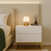 mesa de cabeceira com 2 gavetas para quarto de casal branco design moderno estilo industrial mesa de cabeceira com 2 gavetas para quarto de casal branco design moderno estilo industrial