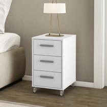 Mesa de Cabeceira com 3 Gavetas - Branco