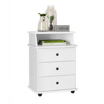 Mesa de Cabeceira Com 3 Gavetas e 1 Nicho Branca - Luxo - EJ Móveis