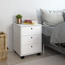 Mesa De Cabeceira Com 3 Gavetas Oggi Decore Cor Branca