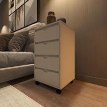 Mesa de Cabeceira com 4 gavetas e pés rodízios para quarto de casal ou solteiro - Várias Cores