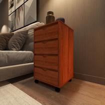 Mesa de Cabeceira com 4 gavetas e pés rodízios para quarto de casal ou solteiro - Várias Cores