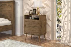 Mesa De Cabeceira Com Duas Gavetas E Pés Palito Lotus