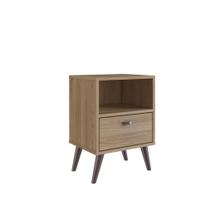 Mesa de Cabeceira com Nicho e Gaveta Castanho Completa Móveis