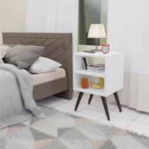 Mesa De Cabeceira Com Pés Palito Retrô Moderno 30cm P Quarto Branco - Móveis