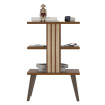 Mesa de Cabeceira com Ripado 3D e Prateleiras Mesa de Quarto Lateral Moderna Fun Faro Móveis Mesa de Cabeceira com Ripado 3D e Prateleiras Mesa de Quarto Lateral Moderna Fun Faro Móveis