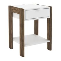 Mesa de Cabeceira Com Tomada 1 Gaveta AZ1016 Branco Nogal Tecno Mobili