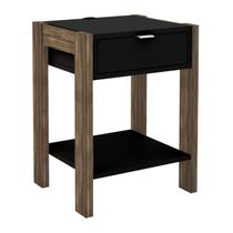 Mesa de Cabeceira Com Tomada 1 Gaveta AZ1016 Preto Nogal Tecno Mobili Mesa de Cabeceira Com Tomada 1 Gaveta AZ1016 Preto Nogal Tecno Mobili
