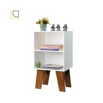 Mesa de cabeceira cor branca retro com 1 prateleira oferta - Box Fan