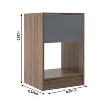 Mesa de Cabeceira Cor Castanh/Cinza Retro com Gaveta e Nicho Mesa de Cabeceira Cor Castanh/Cinza Retro com Gaveta e Nicho