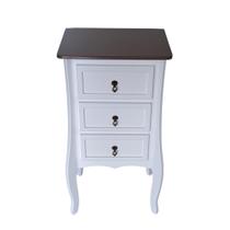 Mesa de Cabeceira Criado 3 Gavetas Retro Rustico Branco e Marrom