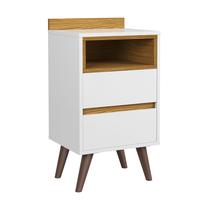 Mesa de Cabeceira Criado Alamo com 2 Gavetas Pés Retro Quarto