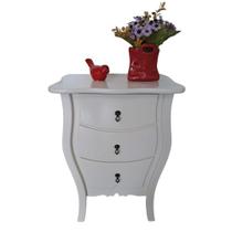 Mesa de Cabeceira Criado Bombe 3 Gavetas Off White