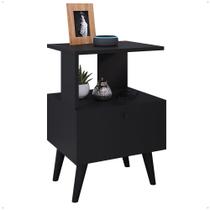 Mesa de Cabeceira Criado Com 1 Porta Estilo Retrô Com Pés Antiumidade Para Quarto Romeu Preto Mesa de Cabeceira Criado Com 1 Porta Estilo Retrô Com Pés Antiumidade Para Quarto Romeu Preto