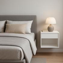 mesa de cabeceira criado com gaveta suspensa de parede com nicho design moderno