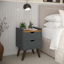 Mesa de cabeceira criado Juma 2 gavetas pés Palito Barboza Moveis Mesa de cabeceira criado Juma 2 gavetas pés Palito Barboza Moveis