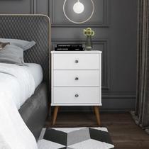 Mesa de Cabeceira criado Mix 3 Gavetas pés em maderira maciça