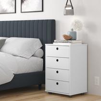 Mesa de Cabeceira Criado Multiuso Classic 4 Gavetas p/ Quarto ou Escritorio