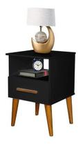 Mesa De Cabeceira Criado Retrô 1 Gaveta Preta
