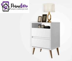 Mesa De Cabeceira Criado Retrô Com 2 Gavetas e Nicho Lotus