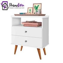 Mesa De Cabeceira Criado Retrô Com 2 Gavetas e Nicho Status