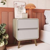 Mesa de Cabeceira Curve Arrendondada 47cm com 2 Gavetas CV001 Completa Móveis