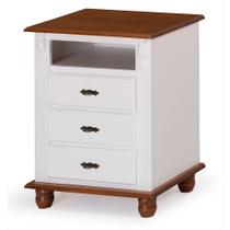 Mesa de Cabeceira de Madeira Antique com 3 Gavetas e Nicho - 405