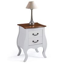 Mesa de Cabeceira de Madeira Bombê Antique com 2 Gavetas - M51026