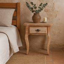 mesa de cabeceira de Madeira Maciça com Gaveta Rústico Artesanal para Quarto