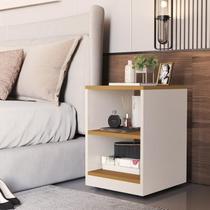 Mesa De Cabeceira Decore Com Rodízios E Design Compacto Para Quarto Off/Cedro Mesa De Cabeceira Decore Com Rodízios E Design Compacto Para Quarto Off/Cedro