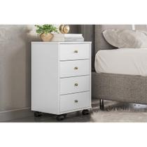 Mesa de Cabeceira Demóbile Presence 4 Gavetas Branco