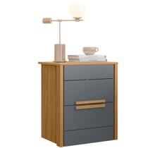 Mesa de Cabeceira Dhara 51cm 2 Gavetas Linha Cômoda Freijó Cinza Moval