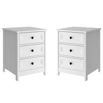 Mesa de Cabeceira Ditália 2 Unidades 3 Gavetas DM-111 Branco