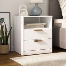 Mesa de Cabeceira Divino 2 Gavetas 100% Mdf Branca - Manbel