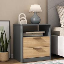 Mesa de Cabeceira Divino 2 Gavetas 100% MDF Cinza Mesa de Cabeceira Divino 2 Gavetas 100% MDF Cinza