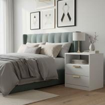 Mesa de Cabeceira Divino Mambel 100% MDF 2 Gavetas Branco Mesa de Cabeceira Divino Mambel 100% MDF 2 Gavetas Branco