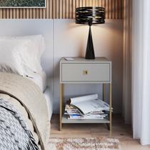 Mesa de Cabeceira e Apoio Lateral Industrial com Gaveta Arenas/Dourado